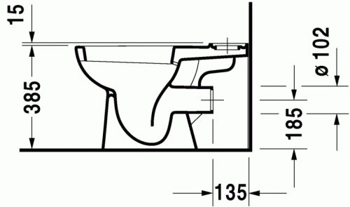 Duravit D-Code hátsó kifolyású, mélyöblítésű monoblokkos WC-csésze 211109 (21110900002)