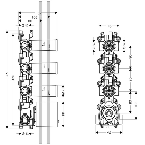 Hansgrohe AXOR ShowerCollection Alaptest termosztát modulhoz falsík alatti szereléshez 36 x 12, 10750180