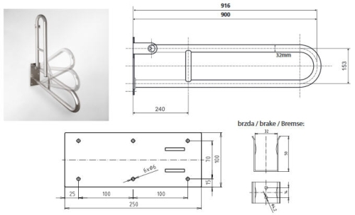 Bemeta HELP 90 cm-es felnyitható acél kapaszkodó, fehér 301102904 (XH558)