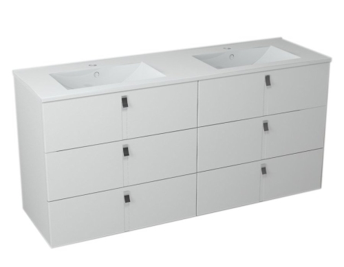 Sapho MITRA 150 mosdótartó szekrény 6 fiókkal és mosdóval, fehér 2XMT0811601-150