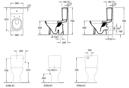 Villeroy & Boch O.novo alsó kifolyású, mélyöblítésű monoblokkos WC-csésze 5661 01 01 (56610101)
