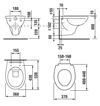 Jika Dino rimless fali WC lassú záródású wc ülőkével H8603770000001