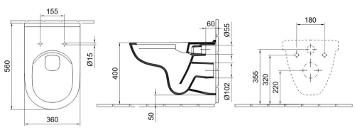 Alföldi Mollis mélyöblítésű, CleanFlush (perem nélküli) fali WC 4V99 R0 01 (4V99R001)