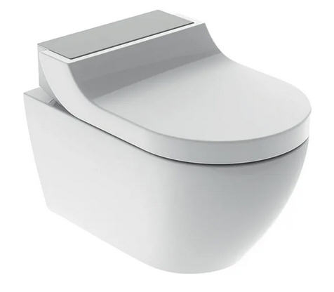 Geberit AquaClean Tuma Comfort komplett higiéniai berendezés fali WC-vel, szálcsiszolt rozsdamentes acél betét 146.293.FW.1