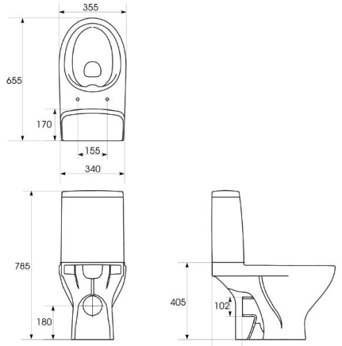 Cersanit Moduo monoblokkos wc szett lassú záródású ülőkével K116-001