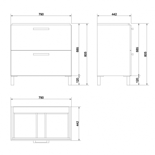 Cersanit Melar szekrény Como 80 mosdóhoz, fehér S614-011