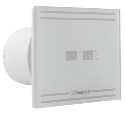 Sapho GLASS ventilátor időzítővel, páraérzékelővel 8W, 100mm, fehér GS103