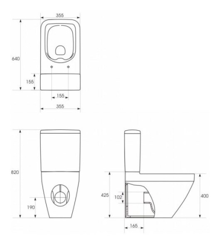 Cersanit Crea szögletes monoblokk wc csésze tartály nélkül K114-022