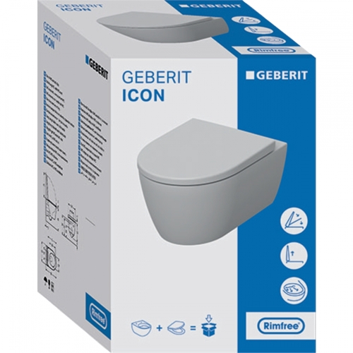 Geberit iCon mélyöblítésű fali WC készlet, zárt forma, Rimfree, WC-ülőkével 501.664.00.1