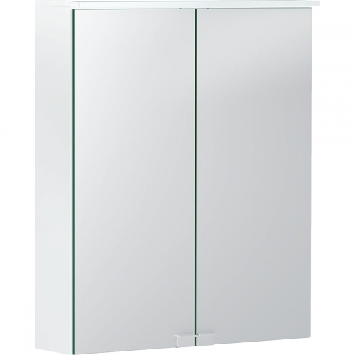 Geberit Option Basic tükrös szekrény világítással, két ajtóval, 56x67.5x14cm, matt lakkozott fehér 500.258.00.1