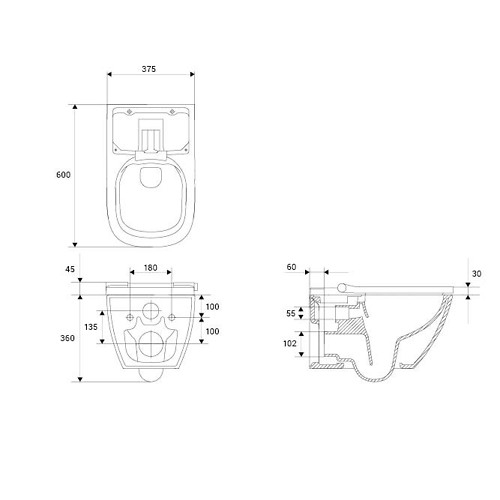 Cersanit (MEISSEN-KERAMIK) Genera Ultimate bidé funkciós szögletes okos wc ülőkével, fekete takarópanel S701-516
