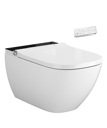 Cersanit (MEISSEN-KERAMIK) Genera Ultimate bidé funkciós szögletes okos wc ülőkével, fekete takarópanel S701-516