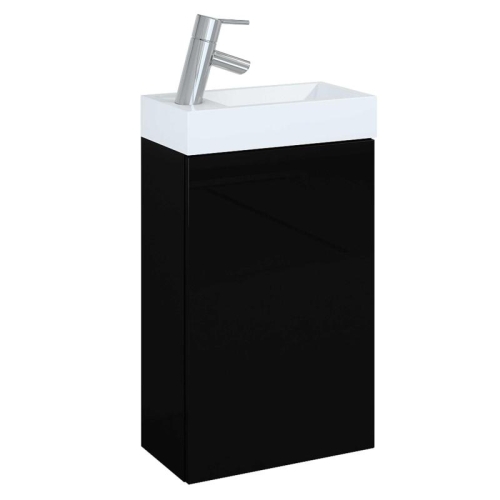 AREZZO design Mini 40 egyajtós alsószekrény mosdóval magasfényű fekete AR-163070