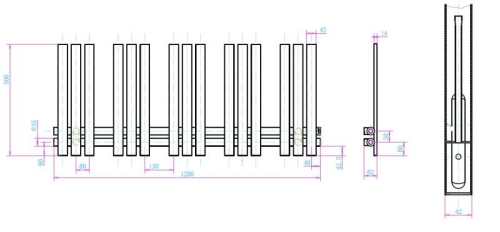 AREZZO design HORIZONT ANTRACIT SLIM 1200x500 törölközőszárítós radiátor AR-HS12050A