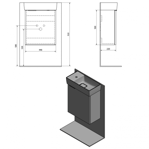 Sapho LATUS IX 44 mosdótartó szekrény, rusztikus fenyő LT090-1616