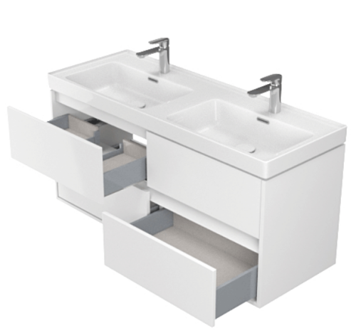 Cersanit Crea 120 fürdőszobaszekrény dupla mosdóval, fehér S801-323