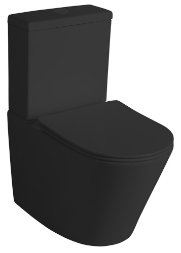 Sapho PACO RIMLESS monoblokkos WC duálgombos öblítőmechanikával, matt fekete PC1012WRB