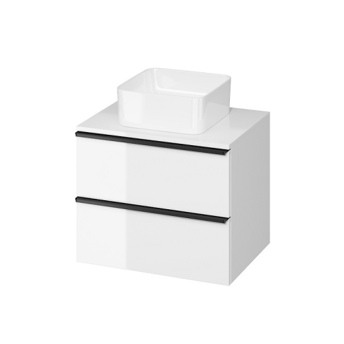 Cersanit Virgo 60 fürdőszobaszekrény pultra ültethető mosdóhoz, fehér, fekete fogantyú S522-019