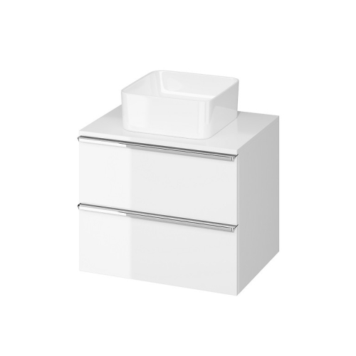 Cersanit Virgo 60 fürdőszobaszekrény pultra ültethető mosdóhoz, fehér, króm fogantyú S522-040