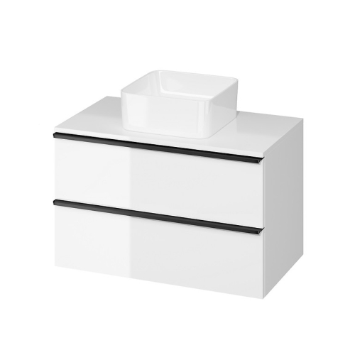Cersanit Virgo 80 fürdőszobaszekrény pultra ültethető mosdóhoz, fehér, fekete fogantyú S522-027
