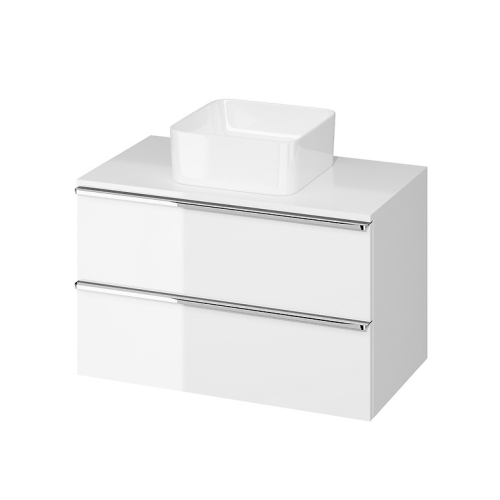Cersanit Virgo 80 fürdőszobaszekrény pultra ültethető mosdóhoz, fehér, króm fogantyú S522-026