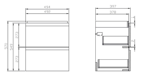 Cersanit Moduo 50 mosdó tartó szekrény, antracit S590-079