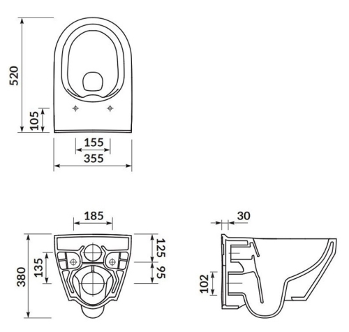 Cersanit Crea perem nélküli fali wc ülőkével S701-403