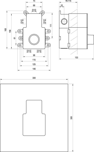 Ravak R-box 07C.50 Termo alaptest a falba süllyesztett termosztátos csaptelepekhez X070232