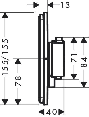Hansgrohe ShowerSelect Comfort E Falsík alatti termosztát, 1 funkciós, matt fekete 15571670