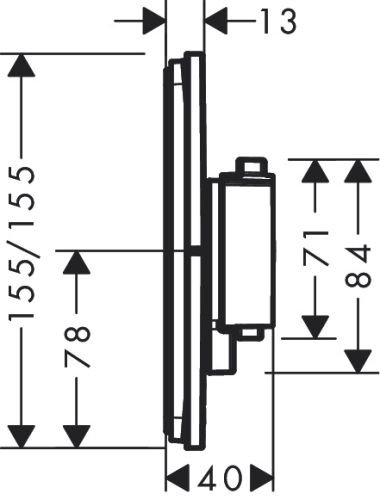 Hansgrohe ShowerSelect Comfort E Falsík alatti termosztát mennyiségszabályozóval, 1 funkciós, szálcsiszolt bronz 15575140