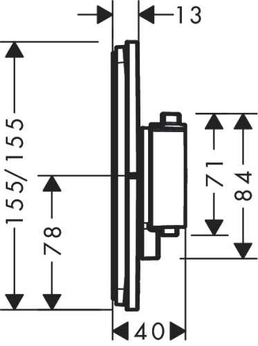 Hansgrohe ShowerSelect Comfort Q Falsík alatti termosztát, 1 funkciós, matt fekete 15581670