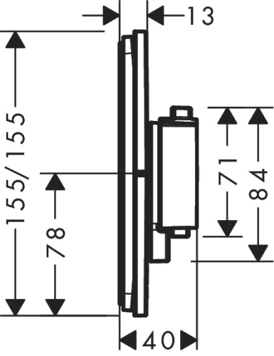 Hansgrohe ShowerSelect Comfort Q Falsík alatti termosztát, 2 funkciós, matt fekete 15583670