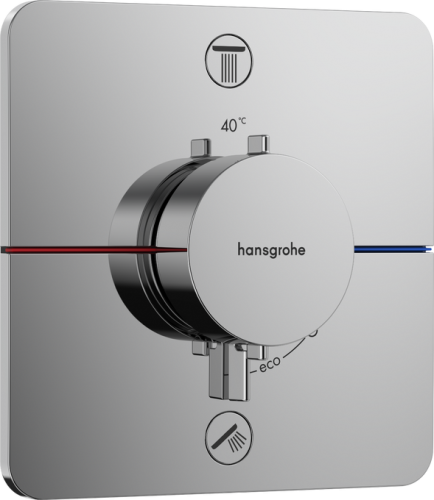 Hansgrohe ShowerSelect Comfort Q Falsík alatti termosztát, 2 funkciós, beépített biztonsági kombinációval EN1717, króm 15586000