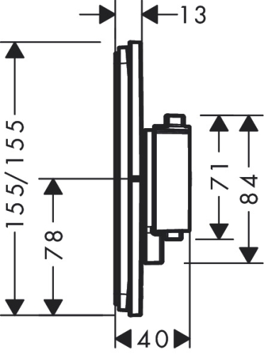 Hansgrohe ShowerSelect Comfort Q Falsík alatti termosztát mennyiségszabályozóval, matt fekete 15588670