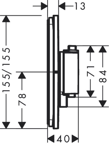 Hansgrohe ShowerSelect Comfort Q Falsík alatti termosztát mennyiségszabályozóval,, 1 funkciós, matt fekete 15589670
