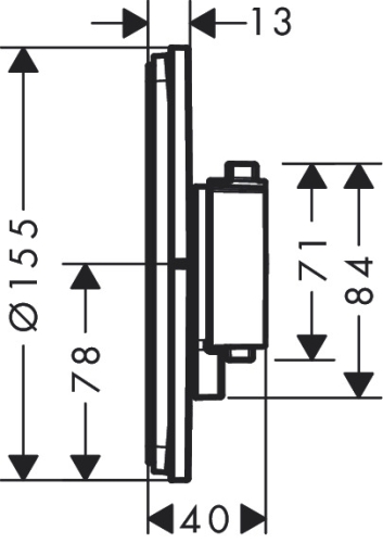 Hansgrohe ShowerSelect Comfort S Falsík alatti termosztát, 1 funkciós, matt fekete 15553670