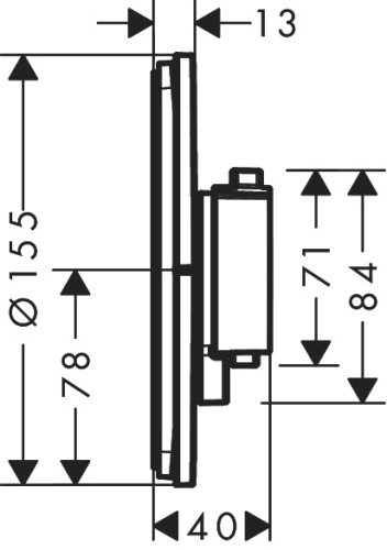 Hansgrohe ShowerSelect Comfort S Falsík alatti termosztát, 2 funkciós, matt fekete 15554670