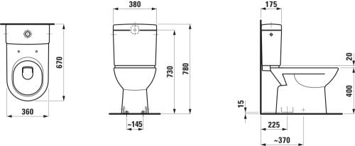 Laufen Pro kombi wc csésze alsó kifolyású LCC felülettel H8249574000001