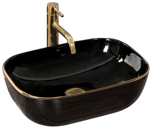 Rea Belinda 46,5x33 cm pultra ültethető mosdó, fekete/arany REA-U8796