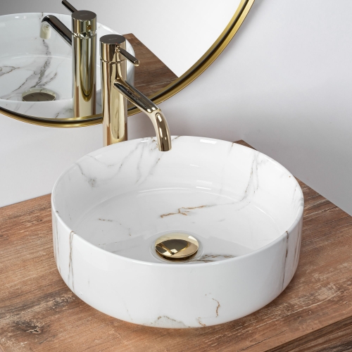 Rea Sami Marble 35,5 cm pultra ültethető mosdó, fehér REA-U4522