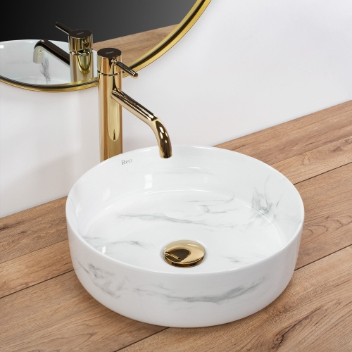 Rea Sami Marble 35,5 cm pultra ültethető mosdó, fehér REA-U6606