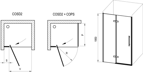 Ravak Cool! COSD2-100 zuhanyajtó transparent, matt fekete X0VVAC300Z1