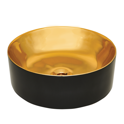 Invena Kos pultra ültethető mosdó 42 cm, fényes fekete/arany CE-38-027-C